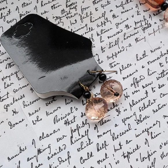 Vintage Amber and Gold Beaded Necklace And Earrings - Picture 7 of 9